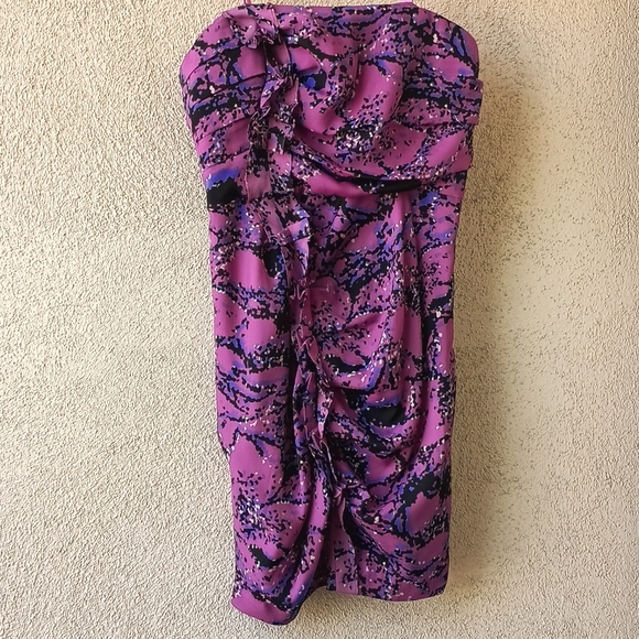 BCBGeneration Strapless Print Off Center Ruffle Dress, Size 2 - Picture 1 of 6